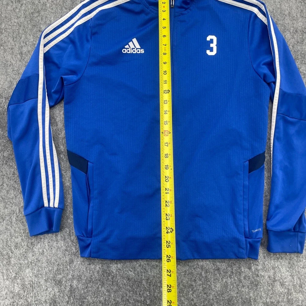 Adidas Track Jacket Mens Medium Climalite Blue Soccer Full Zip Stripe